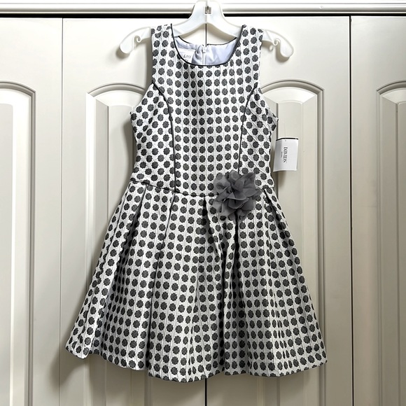 NWT - Iris & Ivy dress, size 7 - grey and white - Picture 1 of 6
